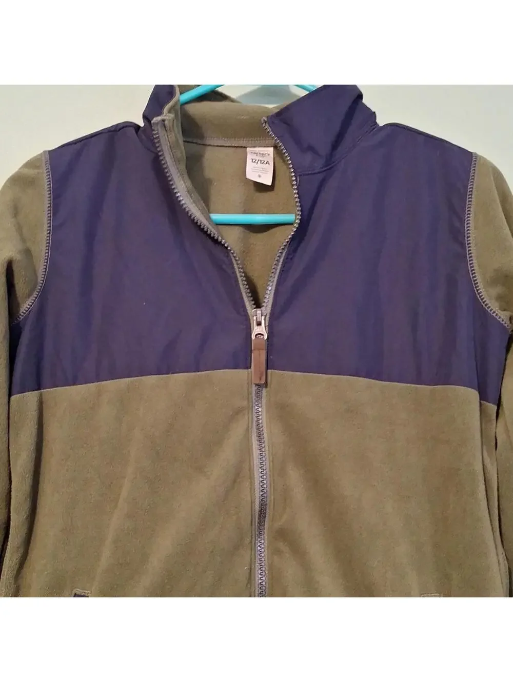 Nwt Carters Kids Green And Blue Light Weight Zip Up Jacket Size 12